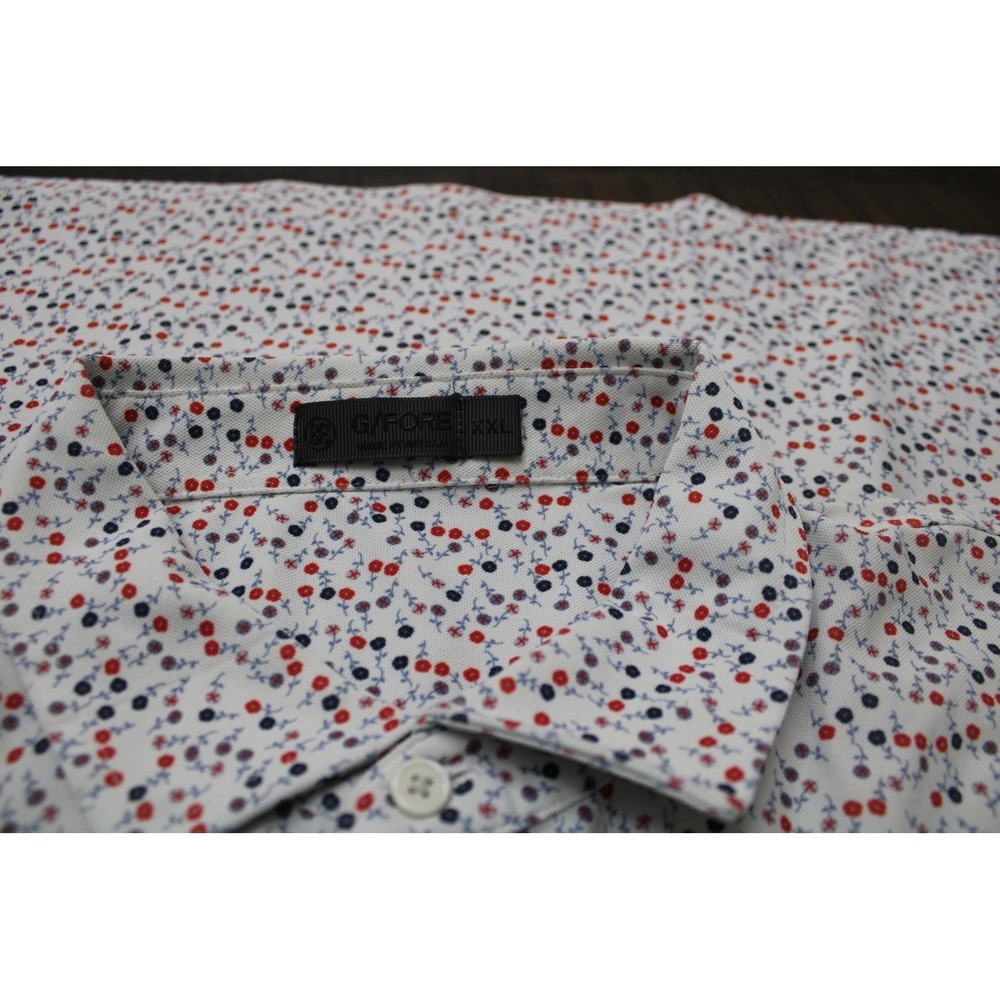 G/FORE Polo Shirt Mens 2XL White Floral Golf Performance Stretch Short Sleeve - Picture 8 of 9